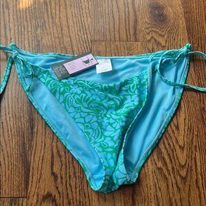 Wild Fable Blue and Green Bikini Bottom with Adjustable Side Ties Size Large NWT
